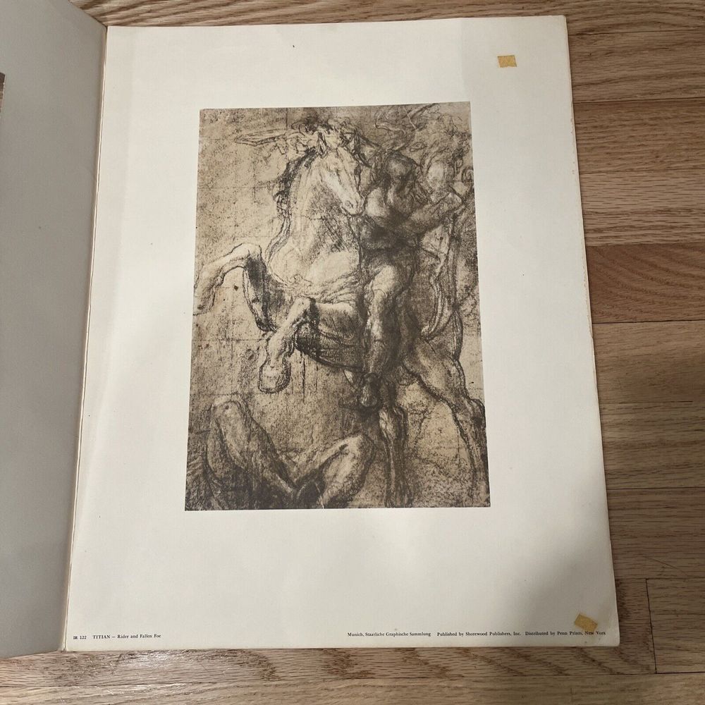 Vintage Art Print "Titian‎ Rider and Fallen Foe" Shorewood Publisher 18x14
